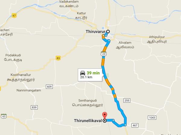 திருநெல்லிக்காவல் செல்லும் வழி