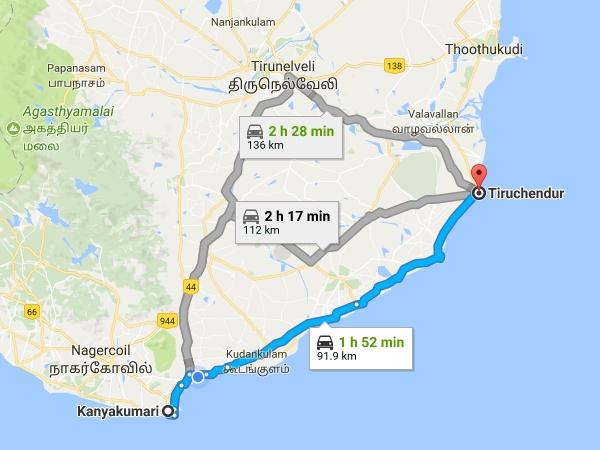 கன்னியாகுமரி - திருச்செந்தூர்