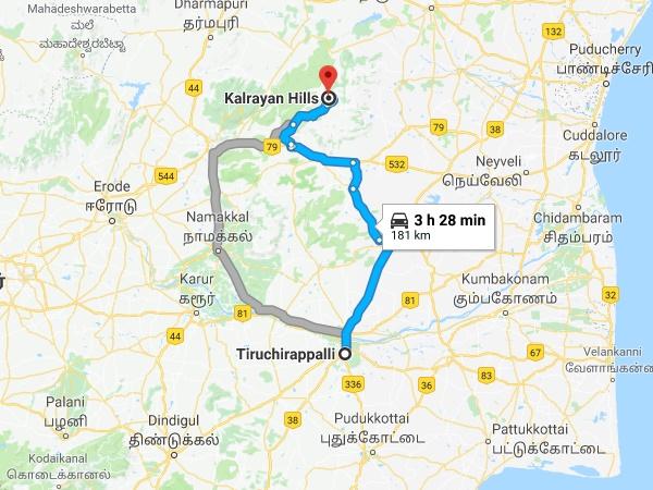 கன்னியாகுமரி - திருச்சி - கல்ராயன் மலைகள்