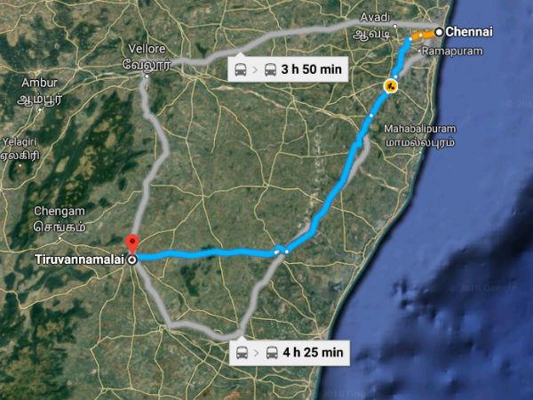 சென்னையிலிருந்து, திருவண்ணாமலைக்கு செல்லும் வழித் தடங்கள்: