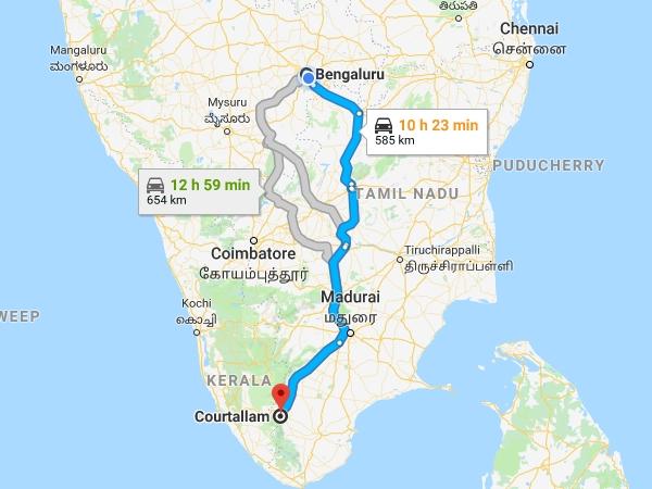 பயண வழிகாட்டி 2 - பெங்களூருவிலிருந்து குற்றாலம்
