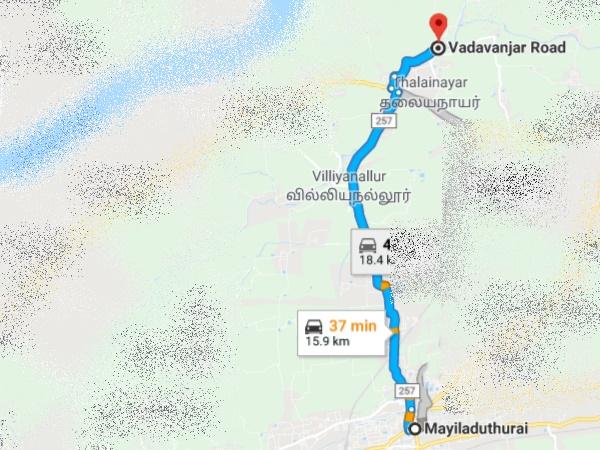 தேசிய நெடுஞ்சாலை எண் 257 வழி